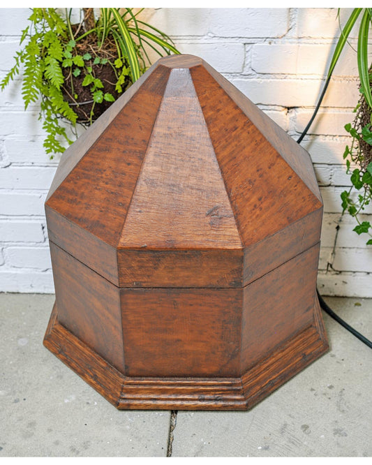 Vintage Wooden Dome Shaped Storage Box Original Old Hand Crafted