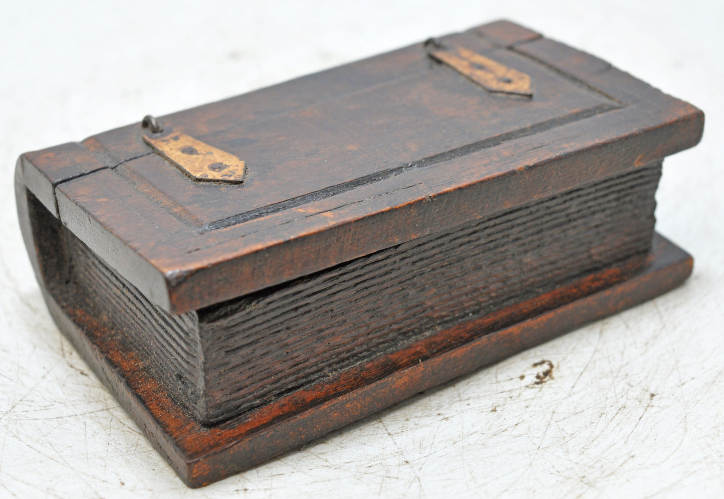 Vintage Wooden Book Shaped Small Storage Box Original Old Hand Crafted