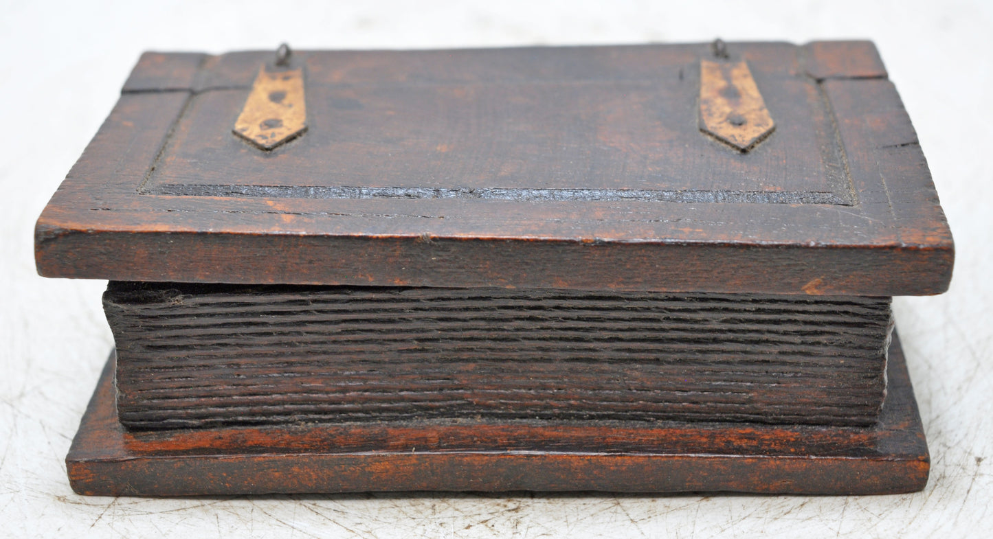 Vintage Wooden Book Shaped Small Storage Box Original Old Hand Crafted