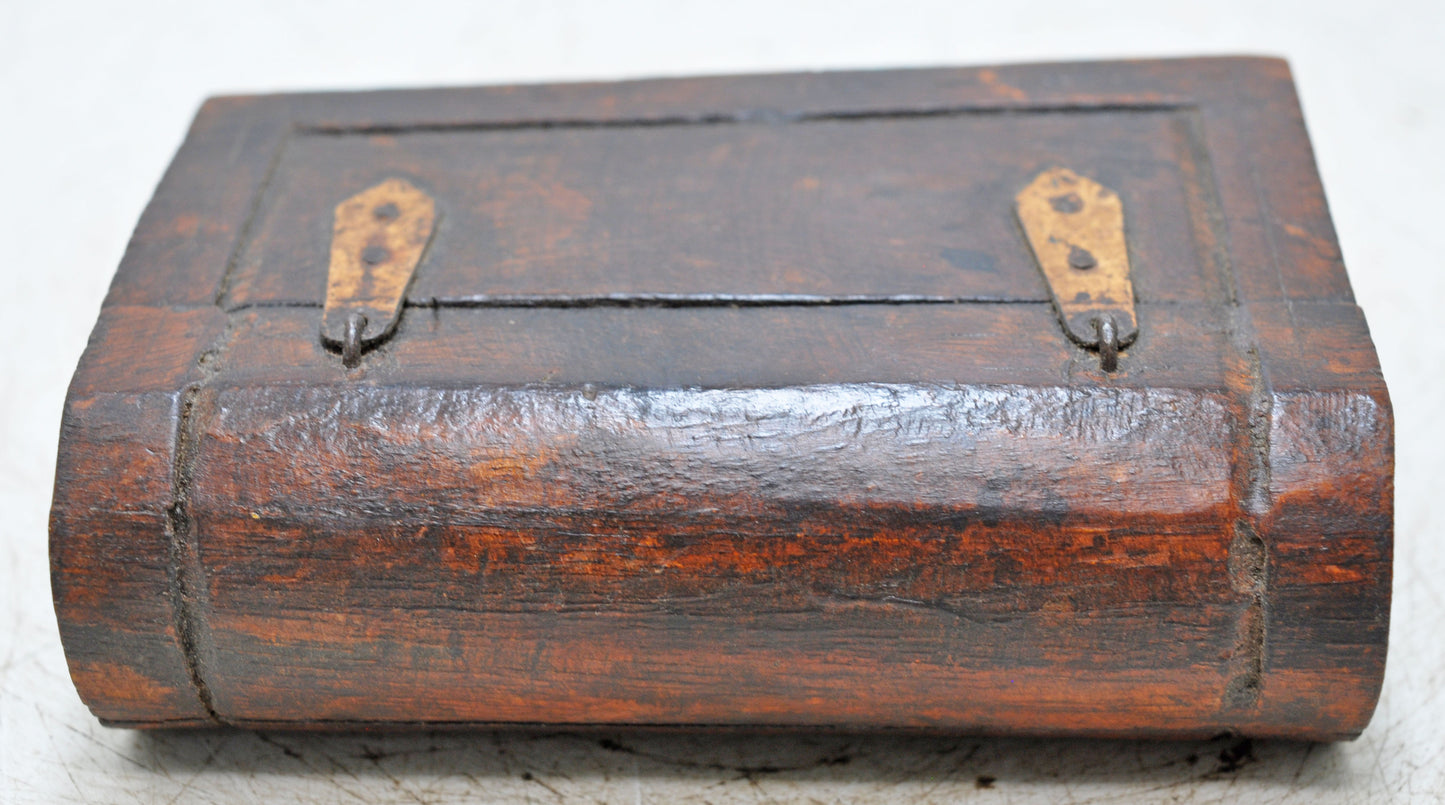 Vintage Wooden Book Shaped Small Storage Box Original Old Hand Crafted