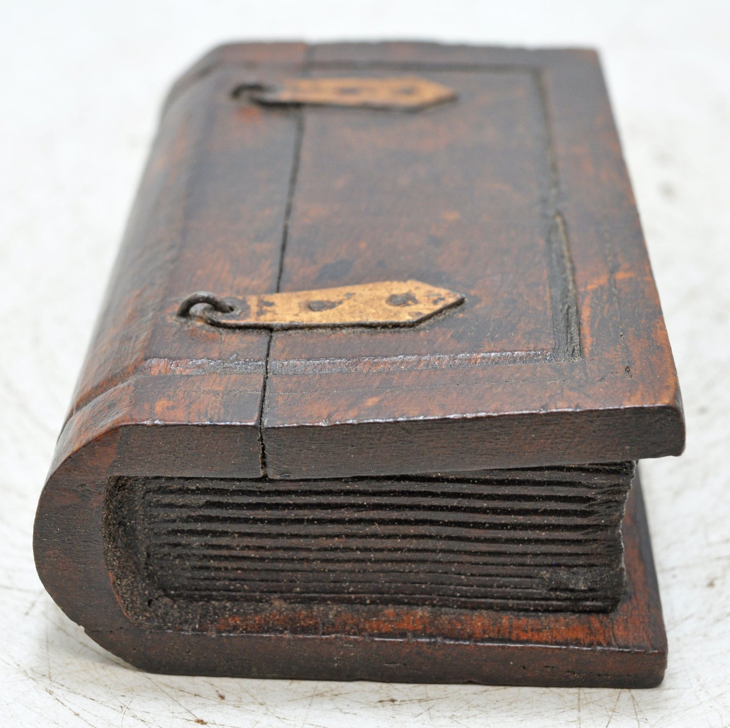 Vintage Wooden Book Shaped Small Storage Box Original Old Hand Crafted