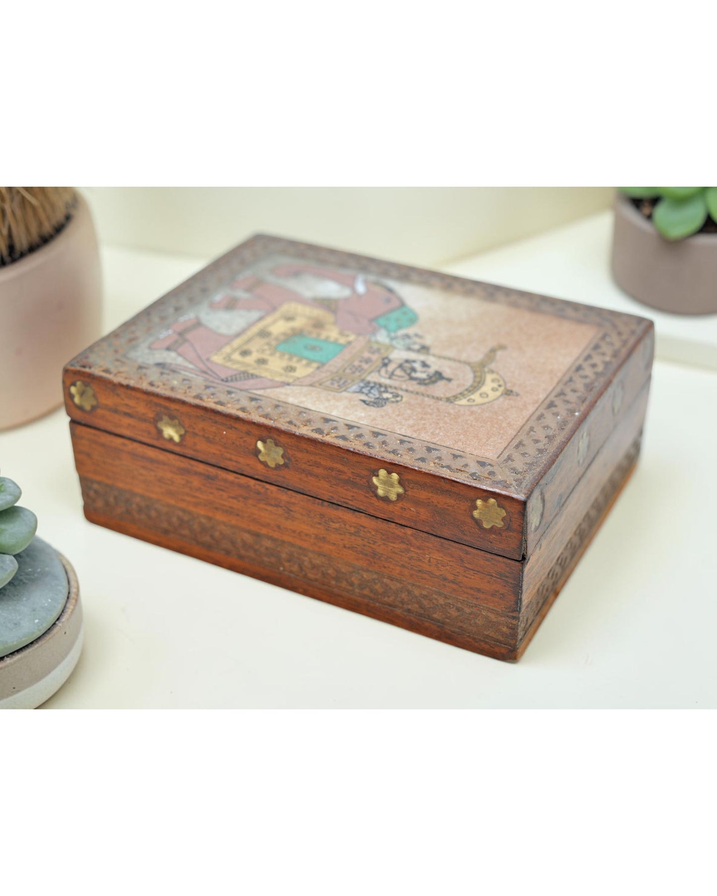 Vintage Wooden Small Storage Box Original Old Hand Crafted Painted