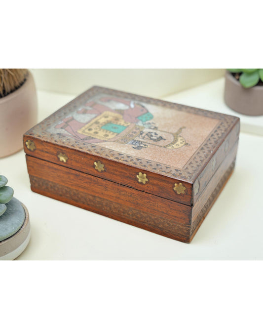 Vintage Wooden Small Storage Box Original Old Hand Crafted Painted