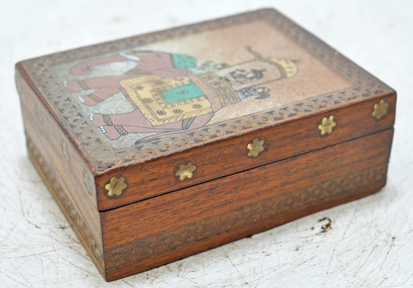 Vintage Wooden Small Storage Box Original Old Hand Crafted Painted