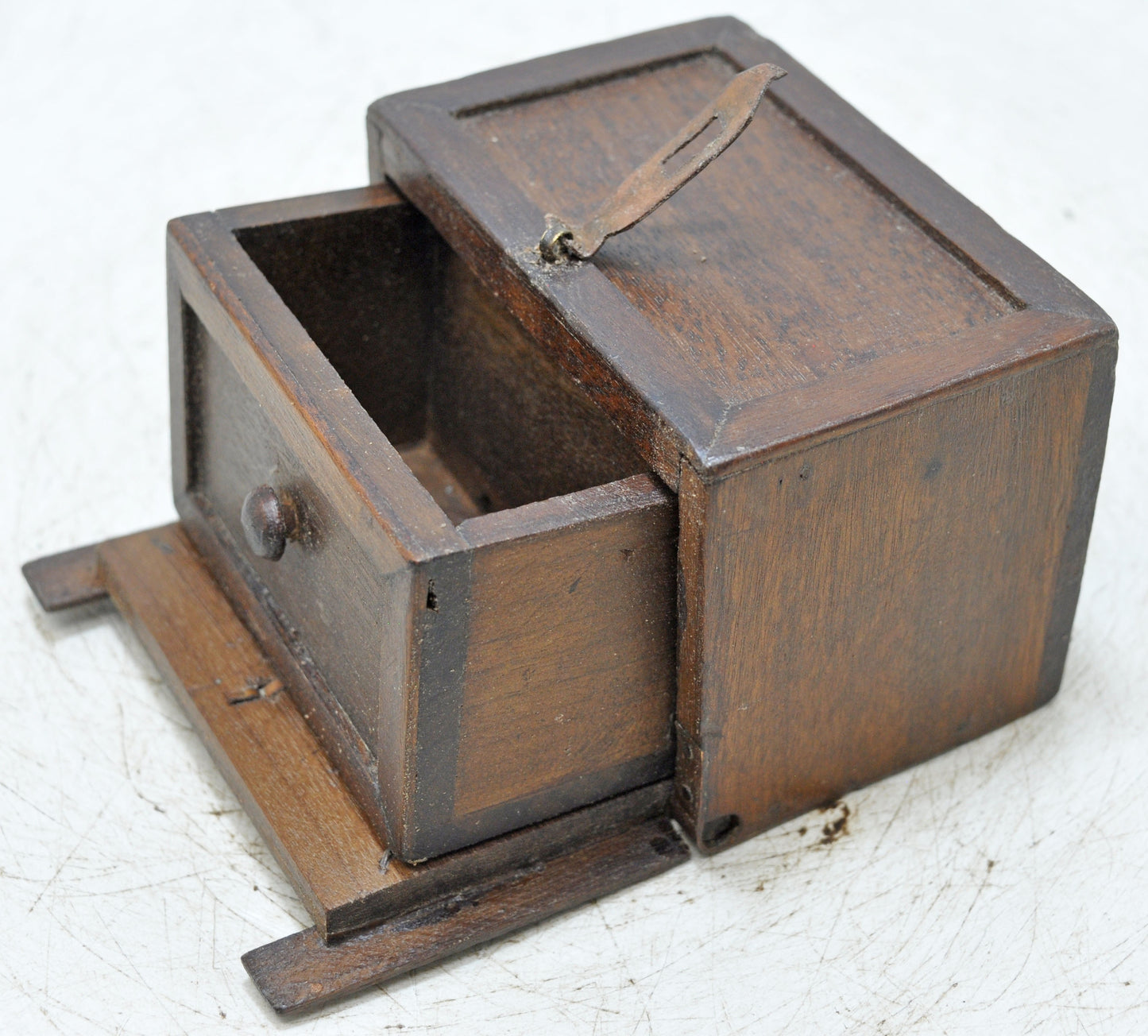 Vintage Wooden Small 1 Drawer Jewelery Storage Box Original Old Hand Crafted