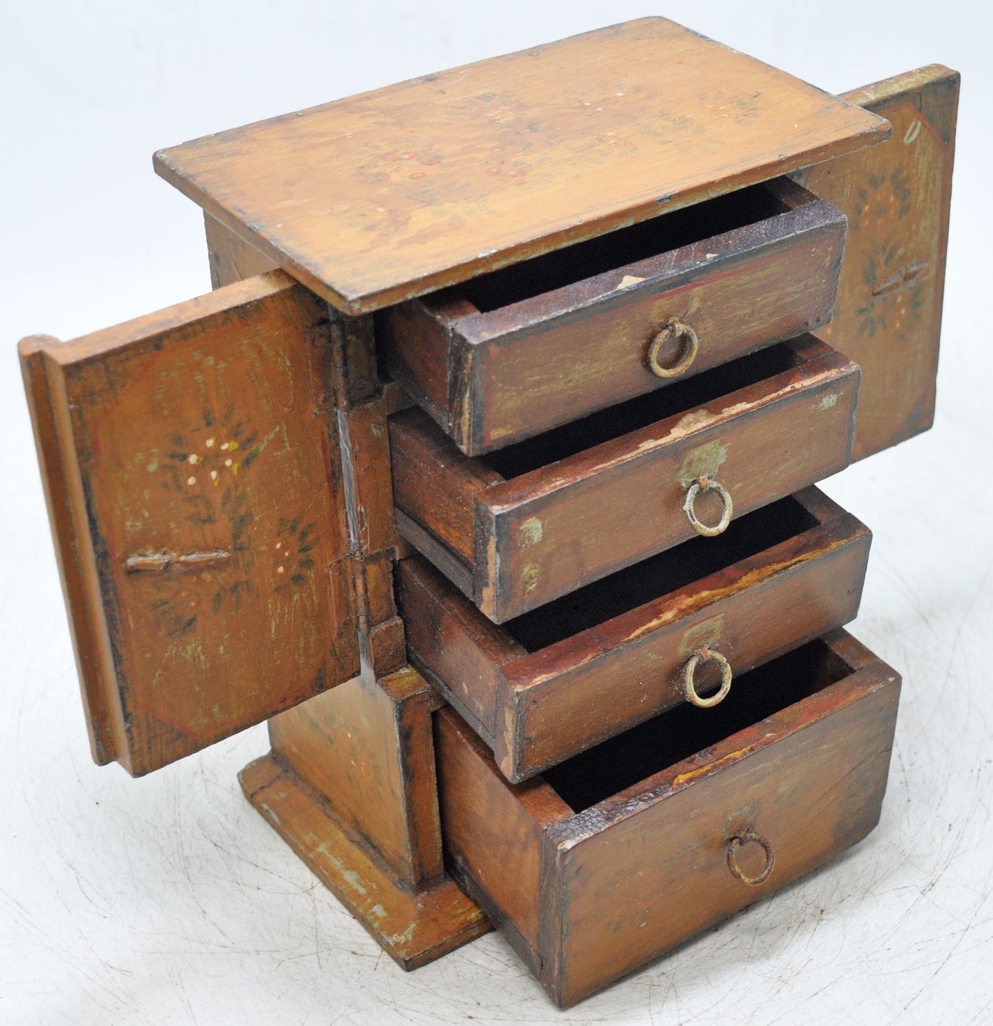 Vintage Wooden Mini Cabinet Storage Box Original Old Hand Crafted