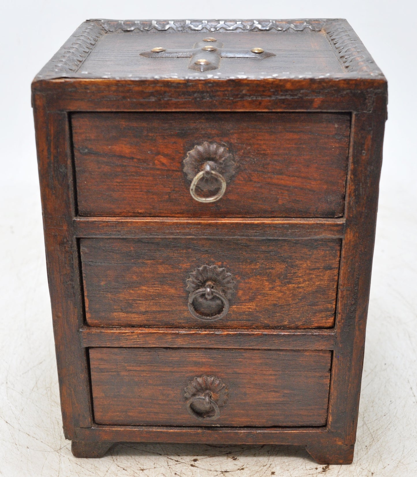 Vintage Wooden 3 Drawers Storage Box Original Old Hand Crafted