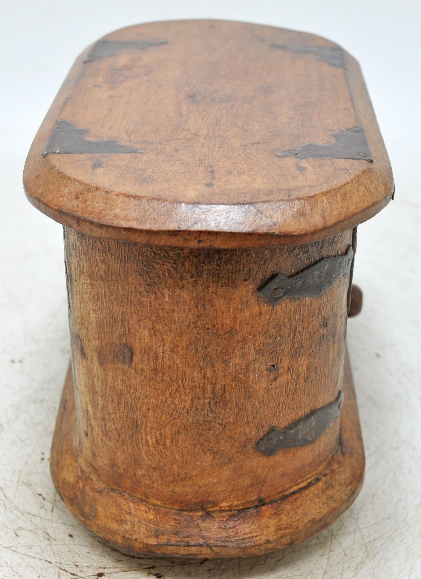 Vintage Wooden Oval 2 Drawers Storage Box Original Old Hand Crafted