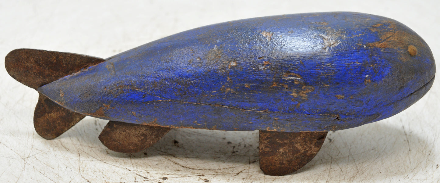 Vintage Wooden Whale Fish Figurine Original Old Hand Carved Painted