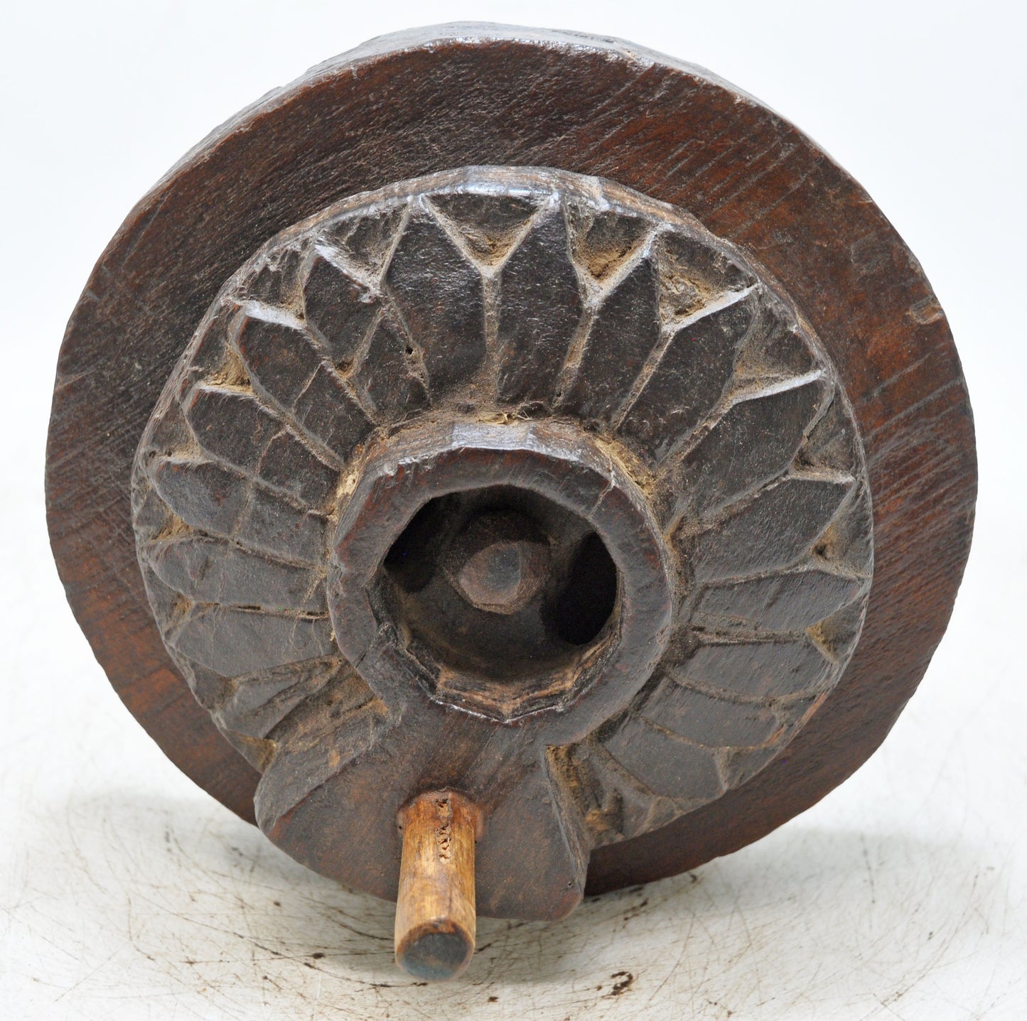 Antique Wooden Grain Grinder Toy Original Old Hand Carved