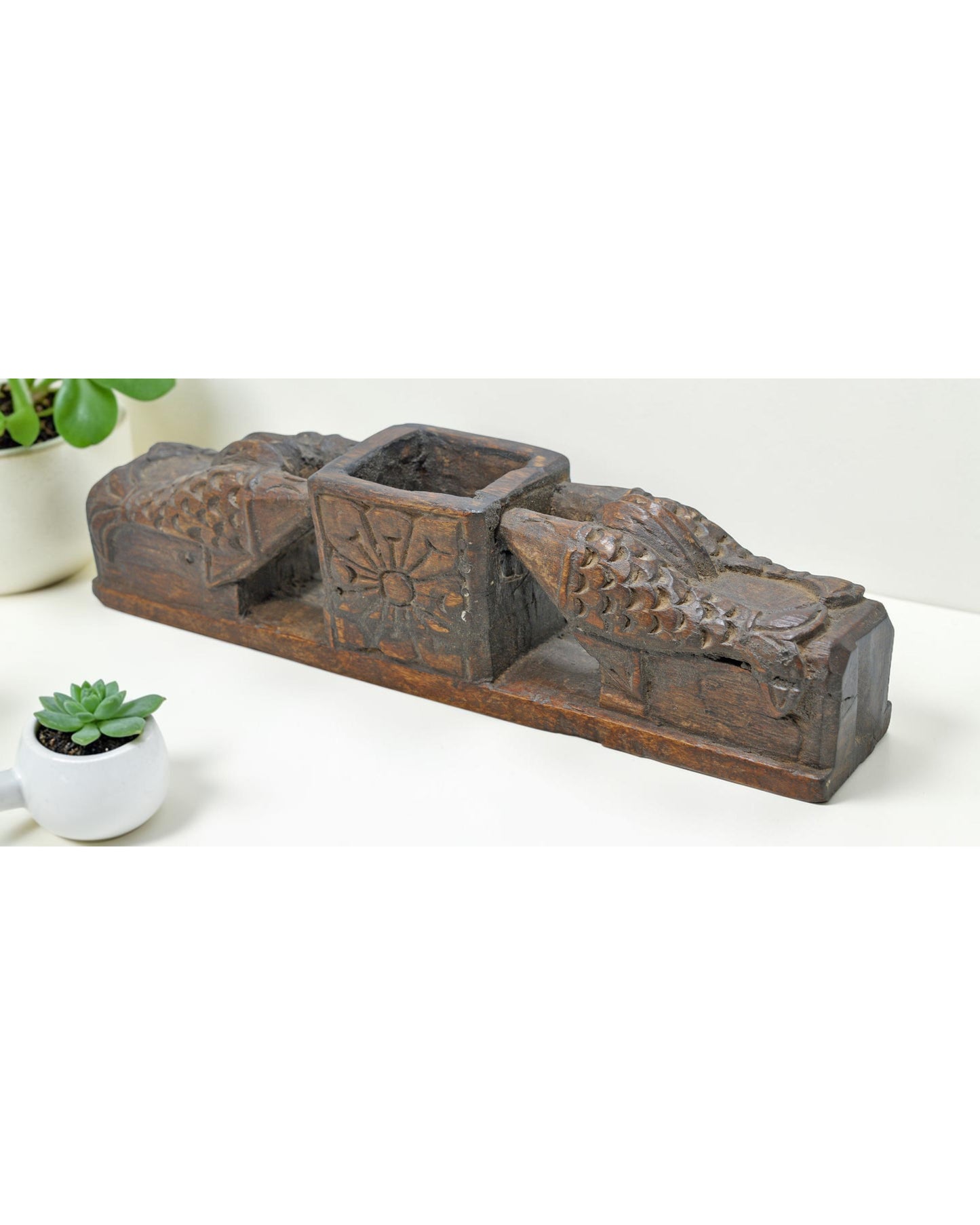 Antique Wooden Fish Shaped Bowl Original Old Fine Hand Carved