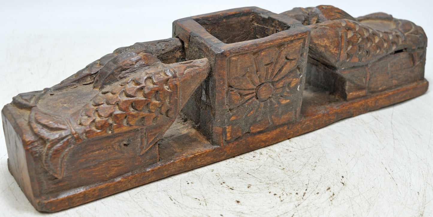 Antique Wooden Fish Shaped Bowl Original Old Fine Hand Carved