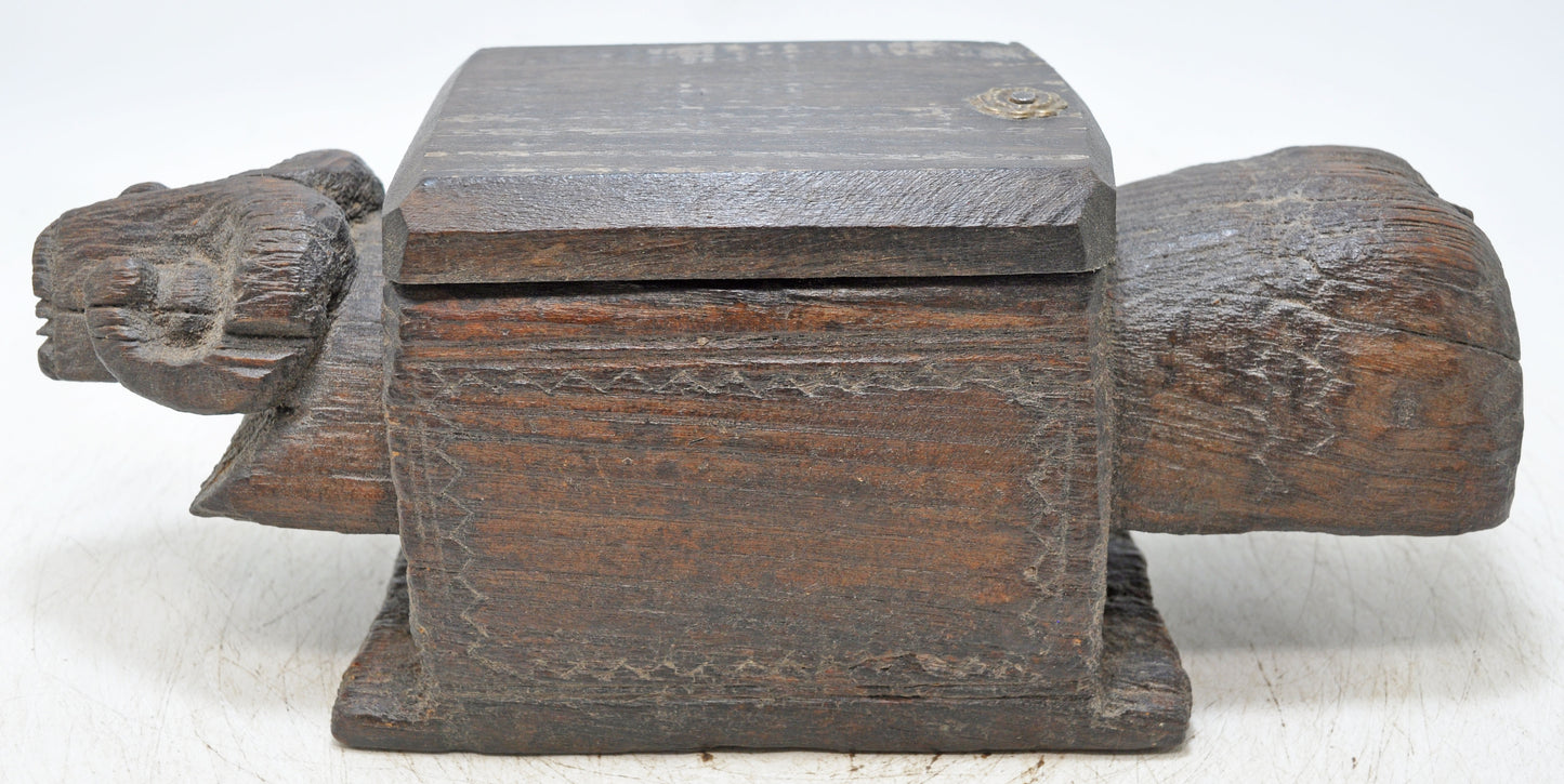 Antique Wooden Ram Goat Shaped Spice Box Original Old Very Fine Hand Carved