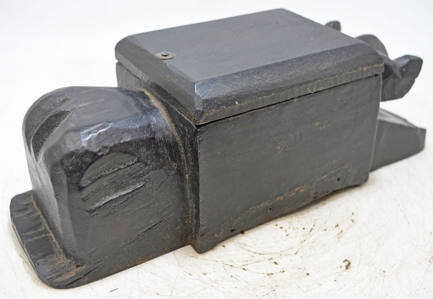 Antique Wooden Bull Shaped Spice Box Original Old Very Fine Hand Carved