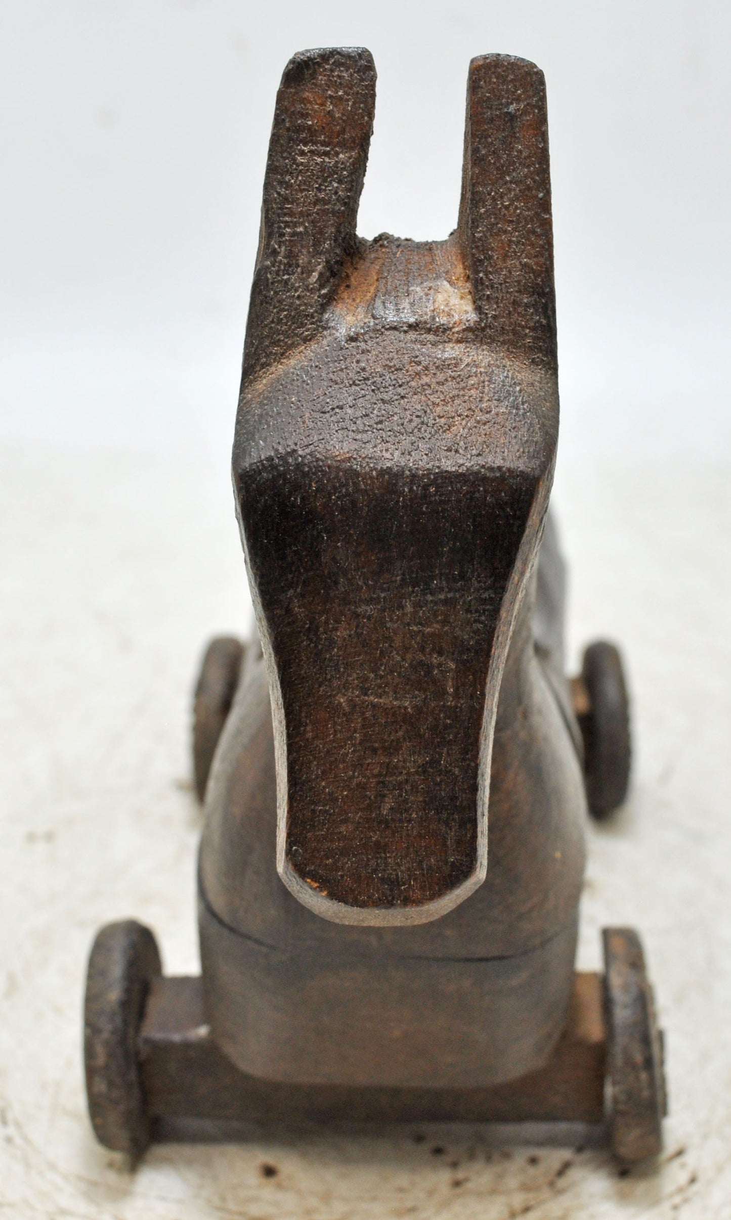 Vintage Wooden Horse on Wheels Figurine Spice Box Original Old Hand Carved