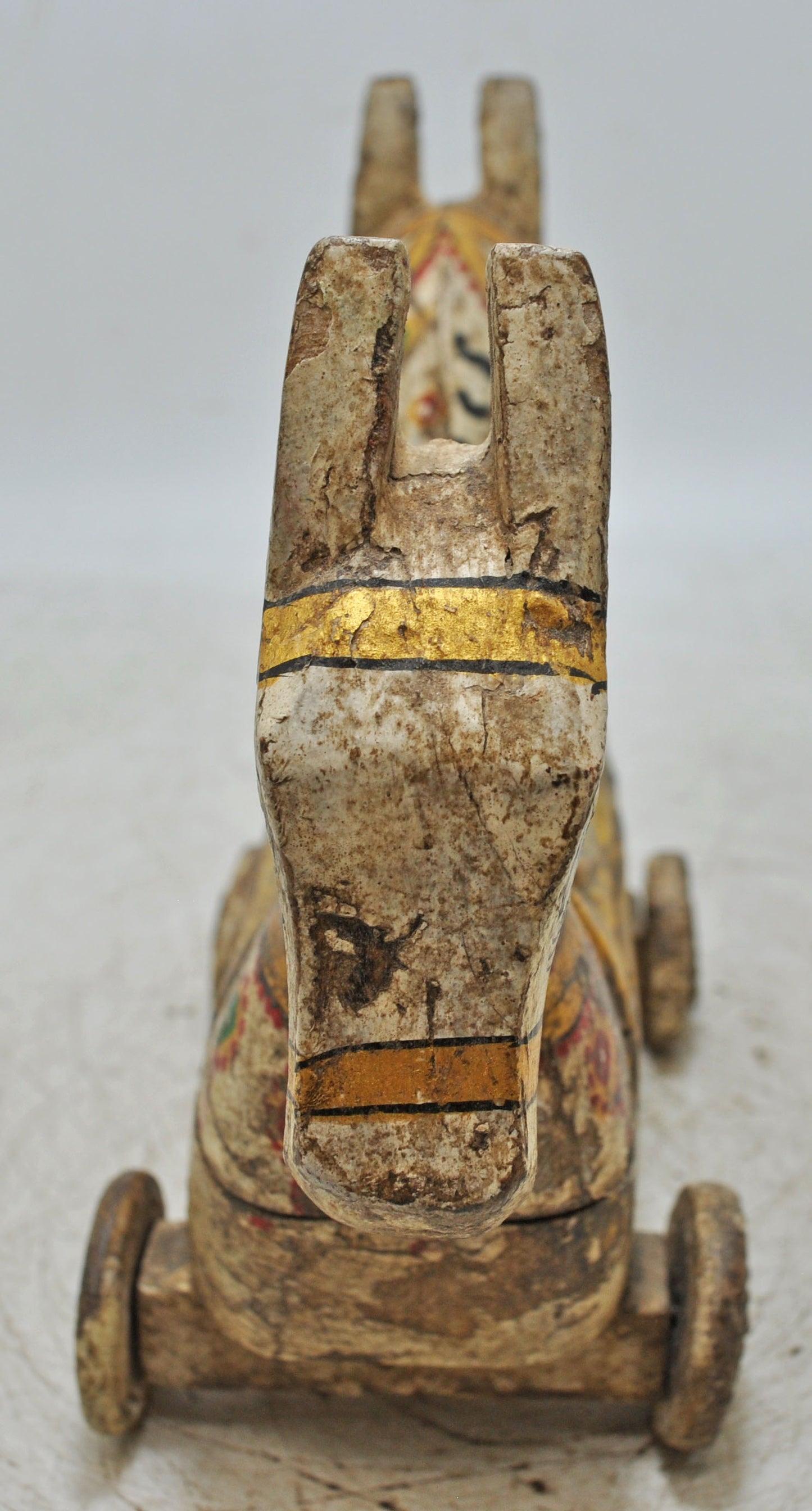 Hand Carved Wooden Horse on Wheels Figurine Spice Box Rustic Hand Painted