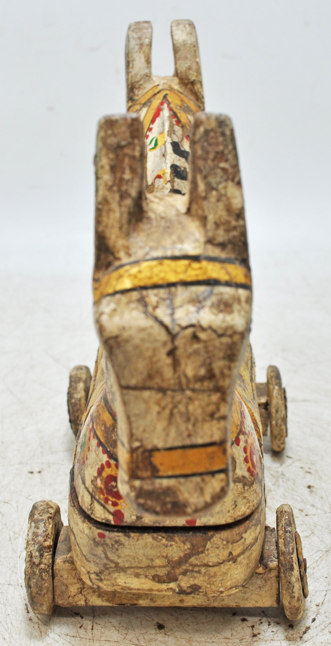 Hand Carved Wooden Horse on Wheels Figurine Spice Box Rustic Hand Painted