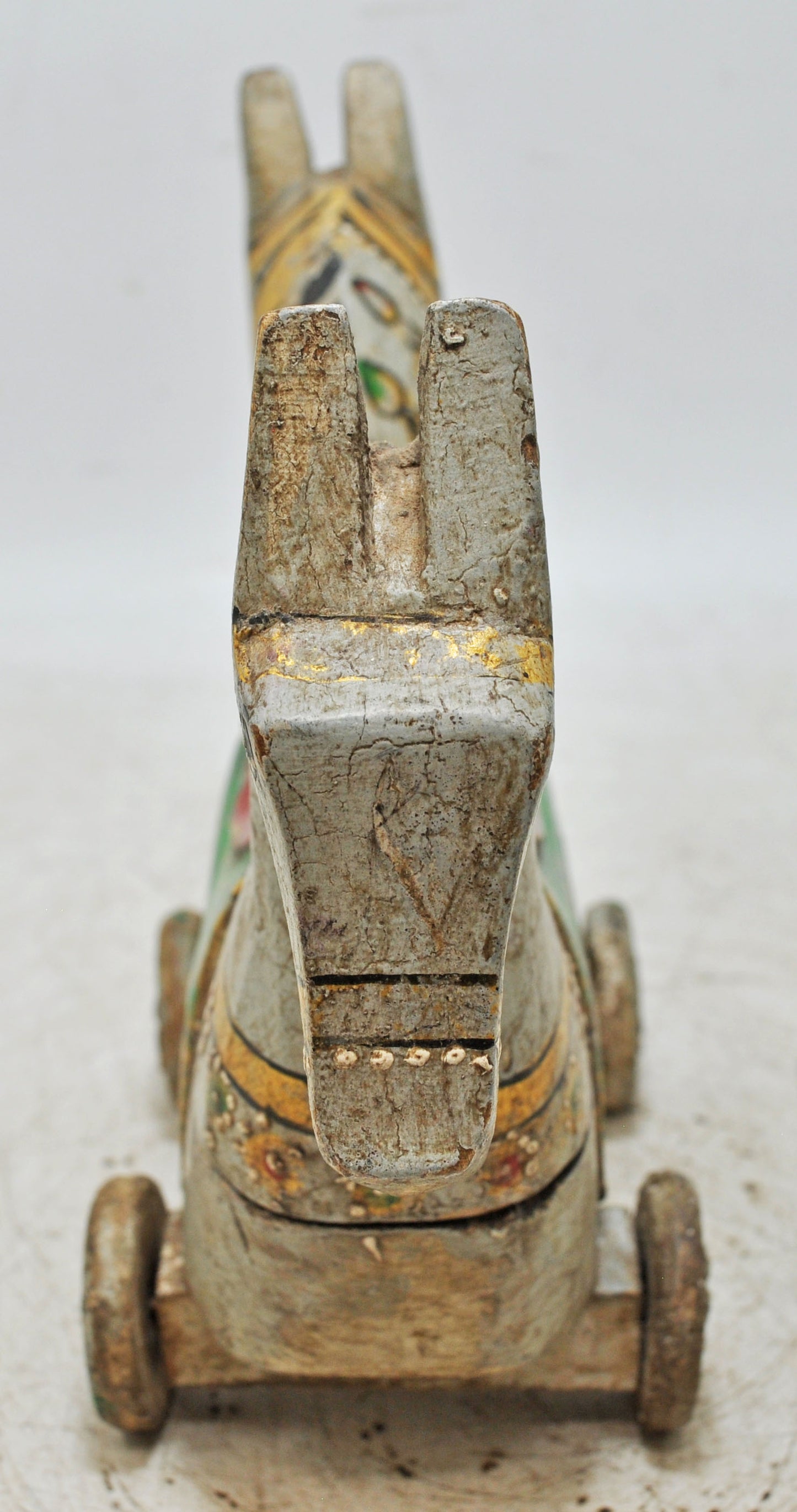 Hand Carved Wooden Horse on Wheels Figurine Spice Box Rustic Hand Painted