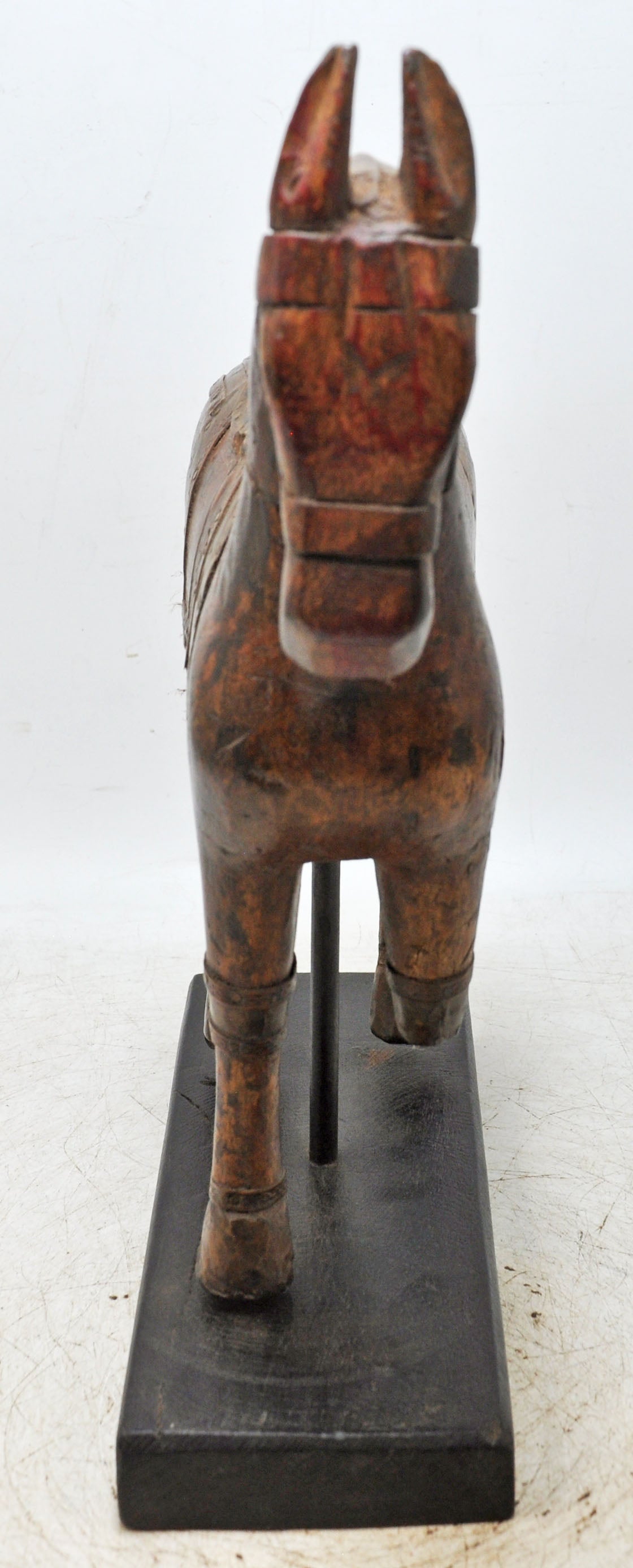Vintage Wooden Horse Figurine on Stand Original Old Hand Carved
