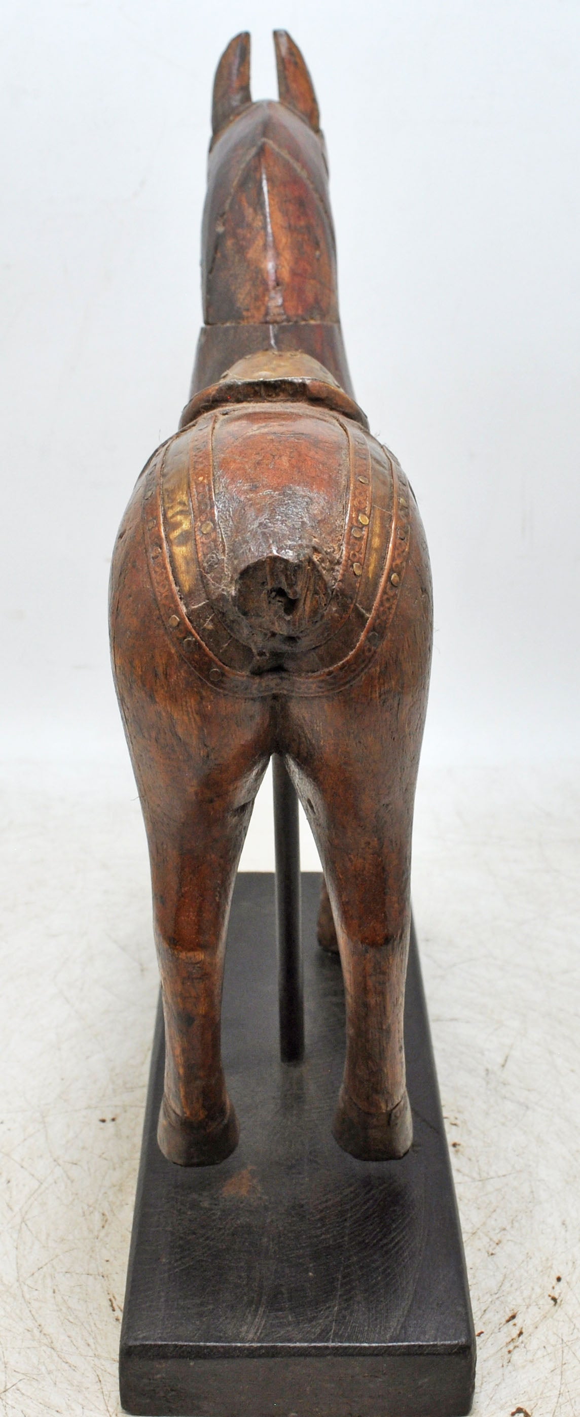 Vintage Wooden Horse Figurine on Stand Original Old Hand Carved