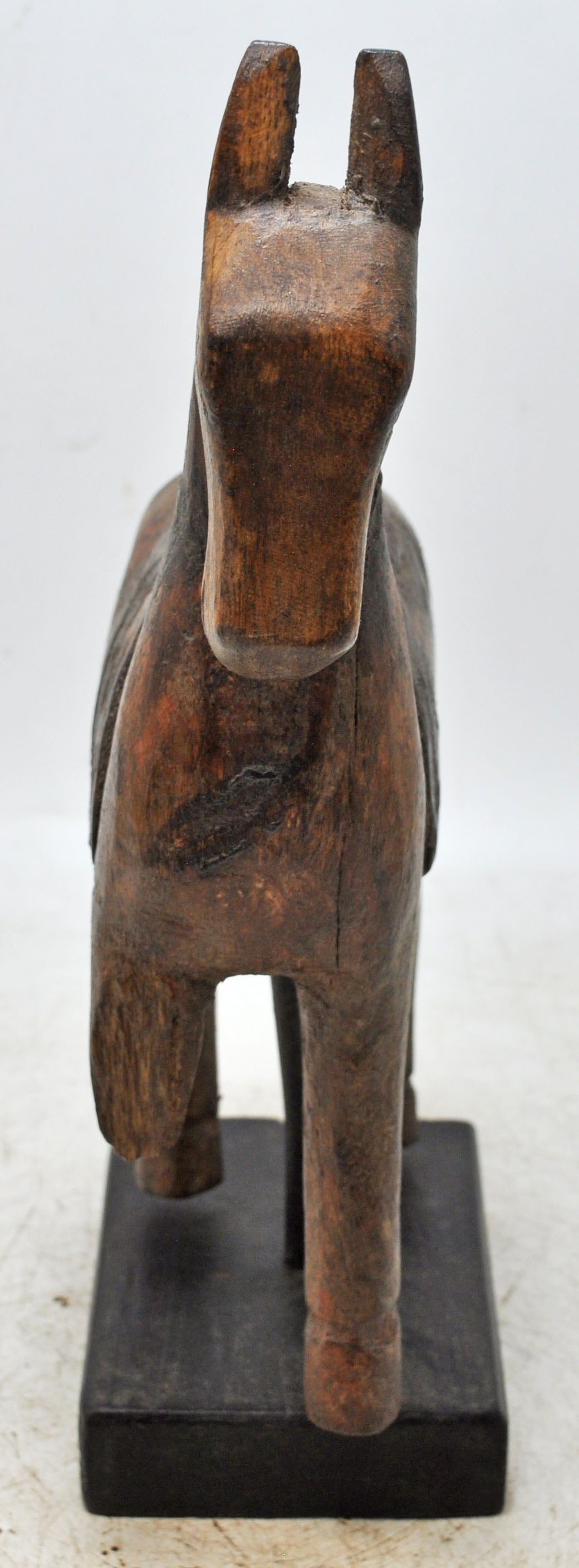 Vintage Wooden Horse Figurine on Stand Original Old Hand Carved