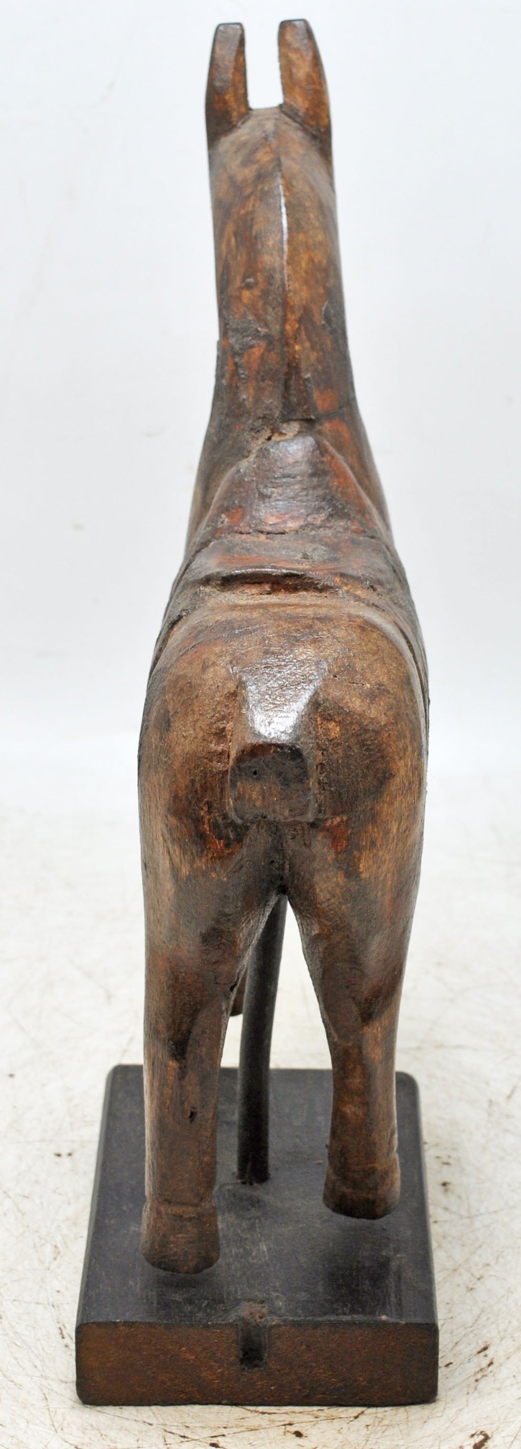 Vintage Wooden Horse Figurine on Stand Original Old Hand Carved