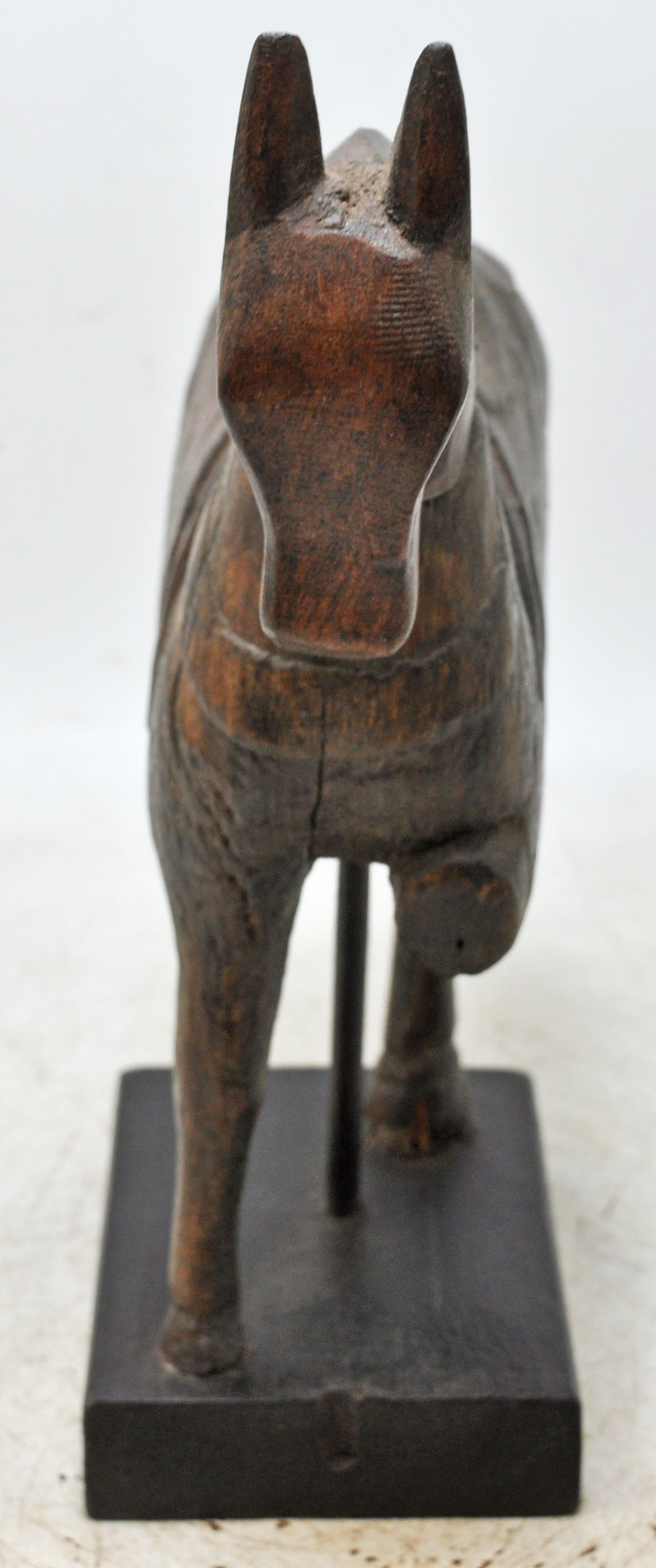 Vintage Wooden Horse Figurine on Stand Original Old Hand Carved