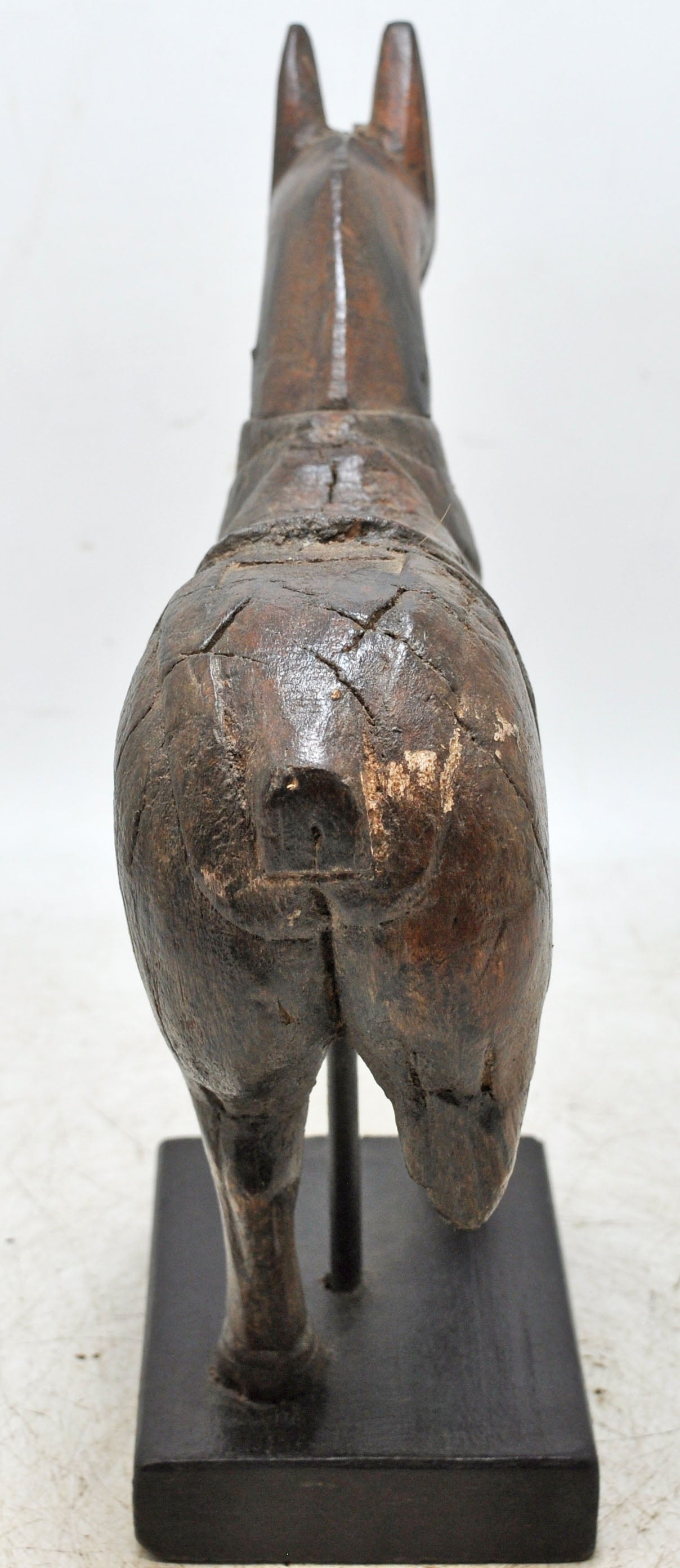 Vintage Wooden Horse Figurine on Stand Original Old Hand Carved