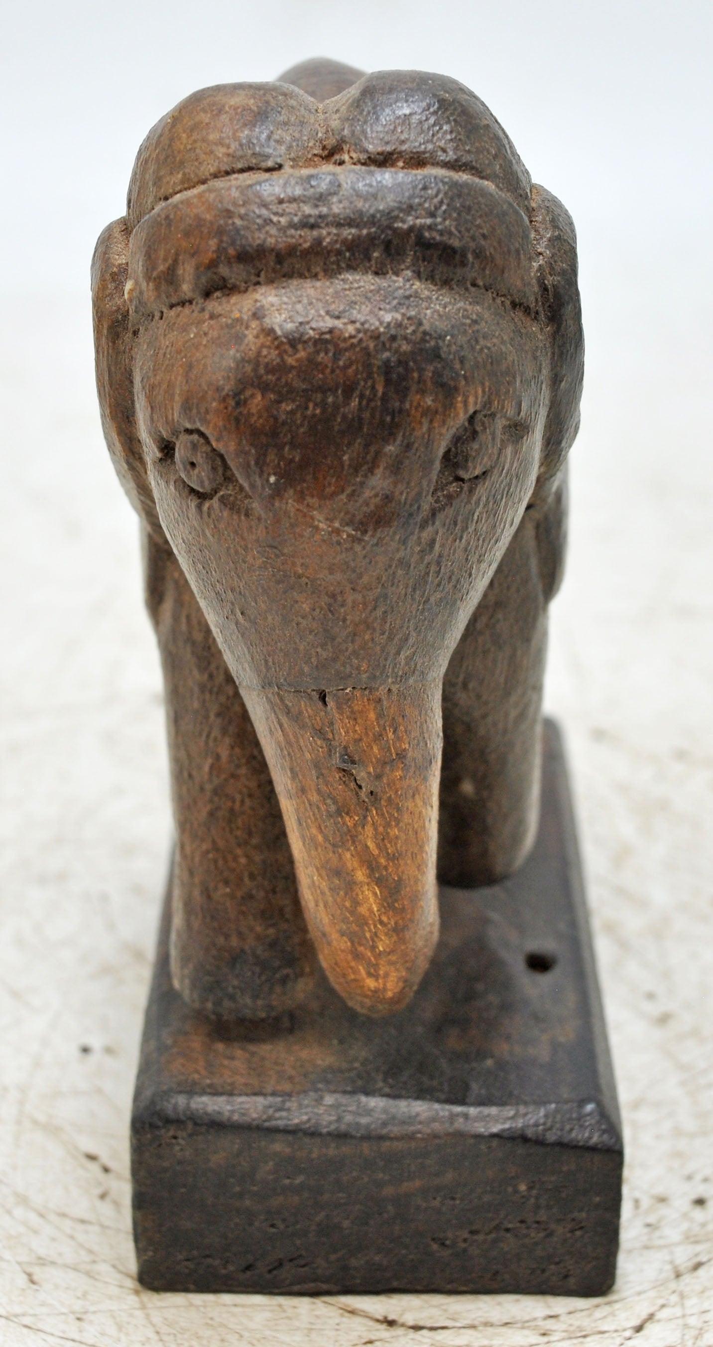 Vintage Wooden Elephant Figurine Original Old Hand Carved