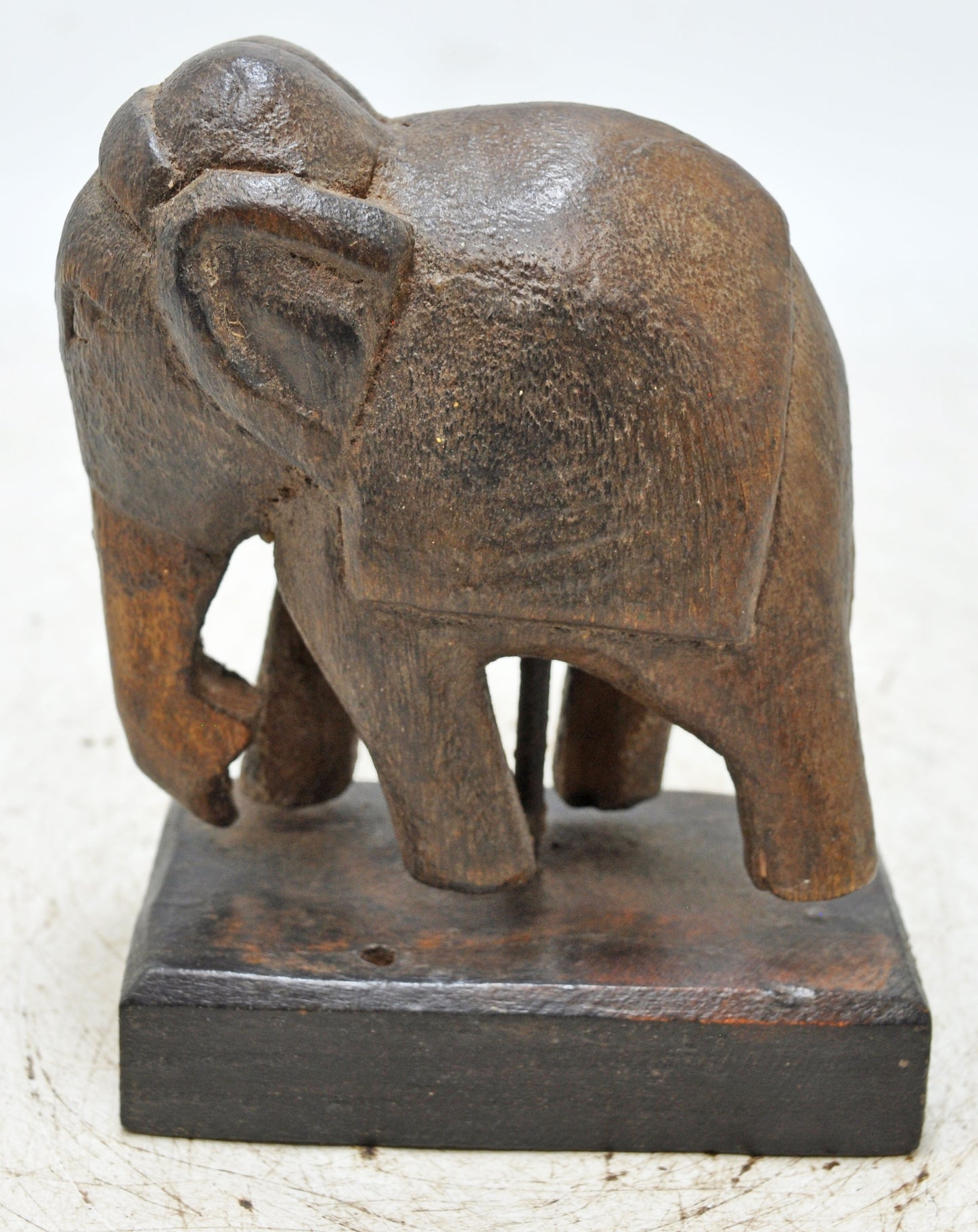 Vintage Wooden Elephant Figurine Original Old Hand Carved