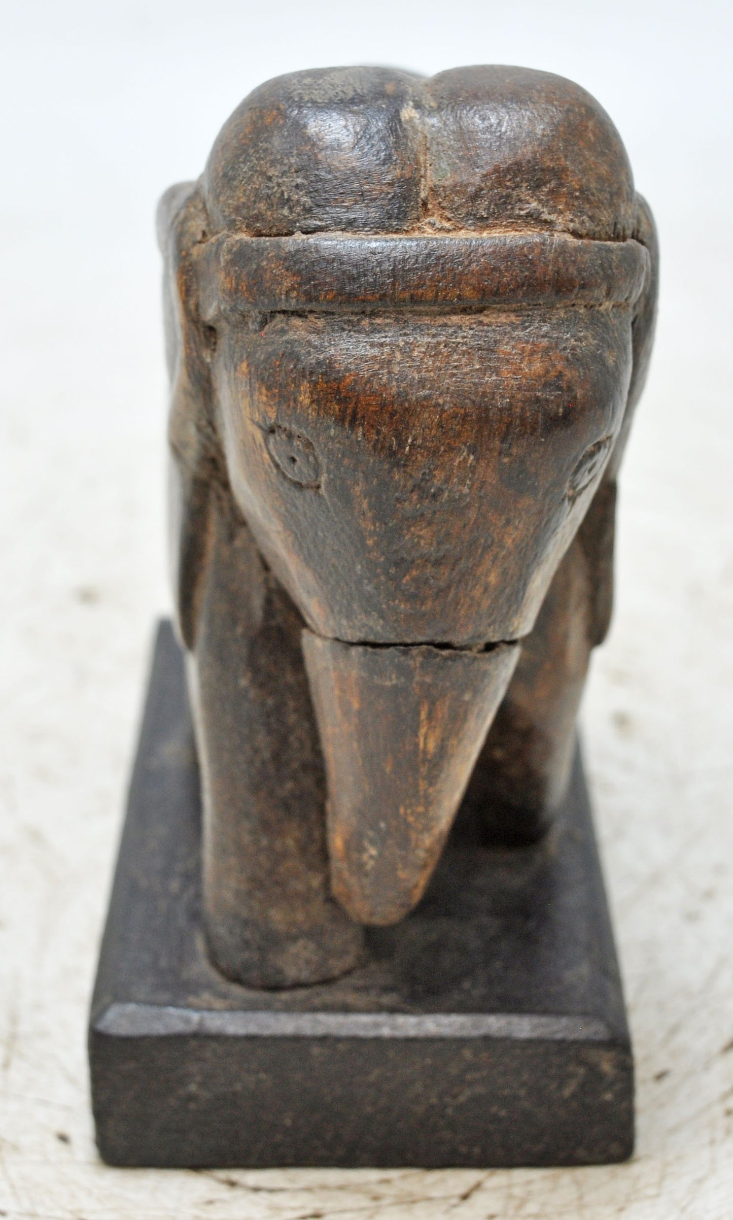 Vintage Wooden Elephant Figurine Original Old Hand Carved