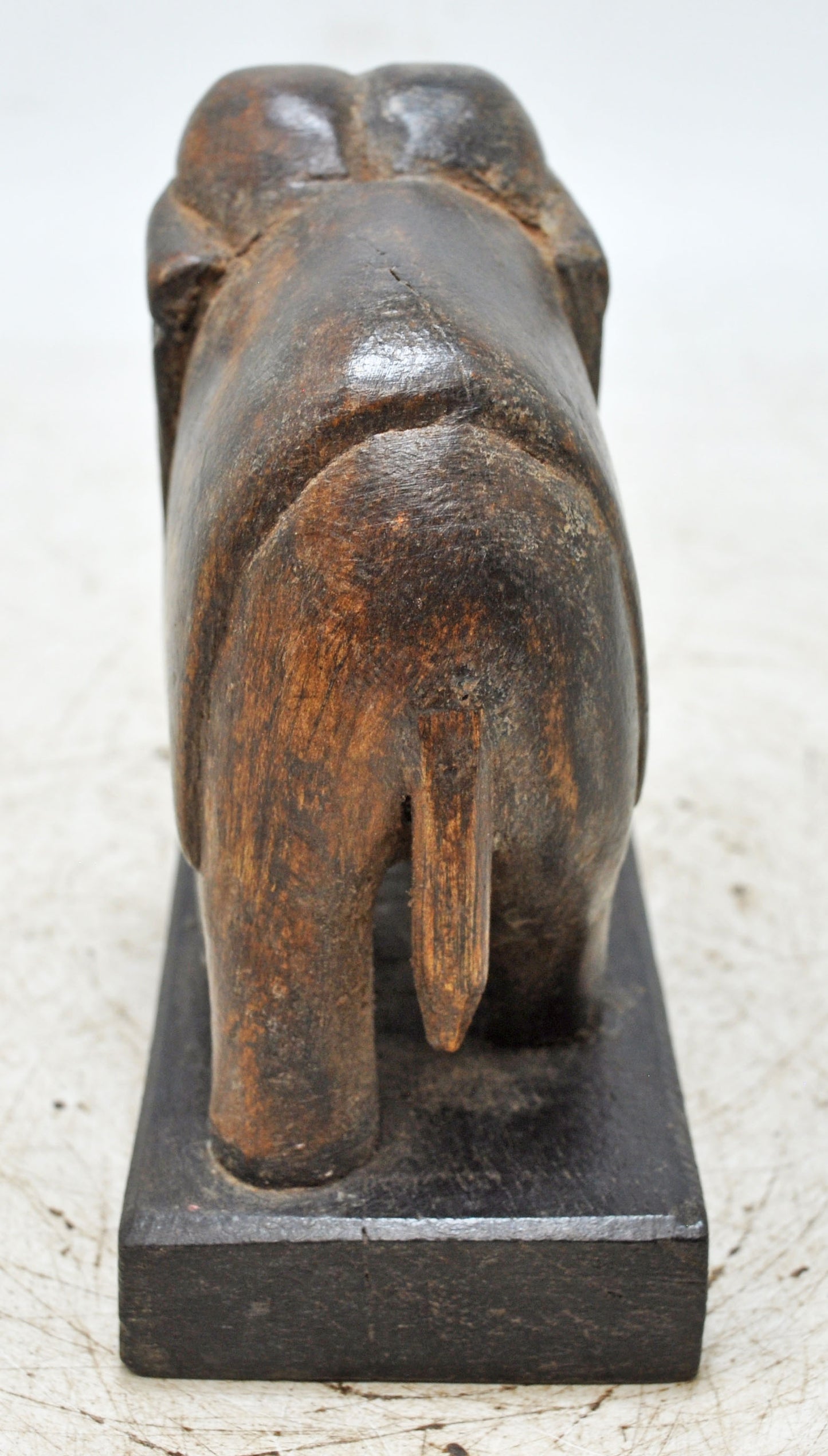 Vintage Wooden Elephant Figurine Original Old Hand Carved