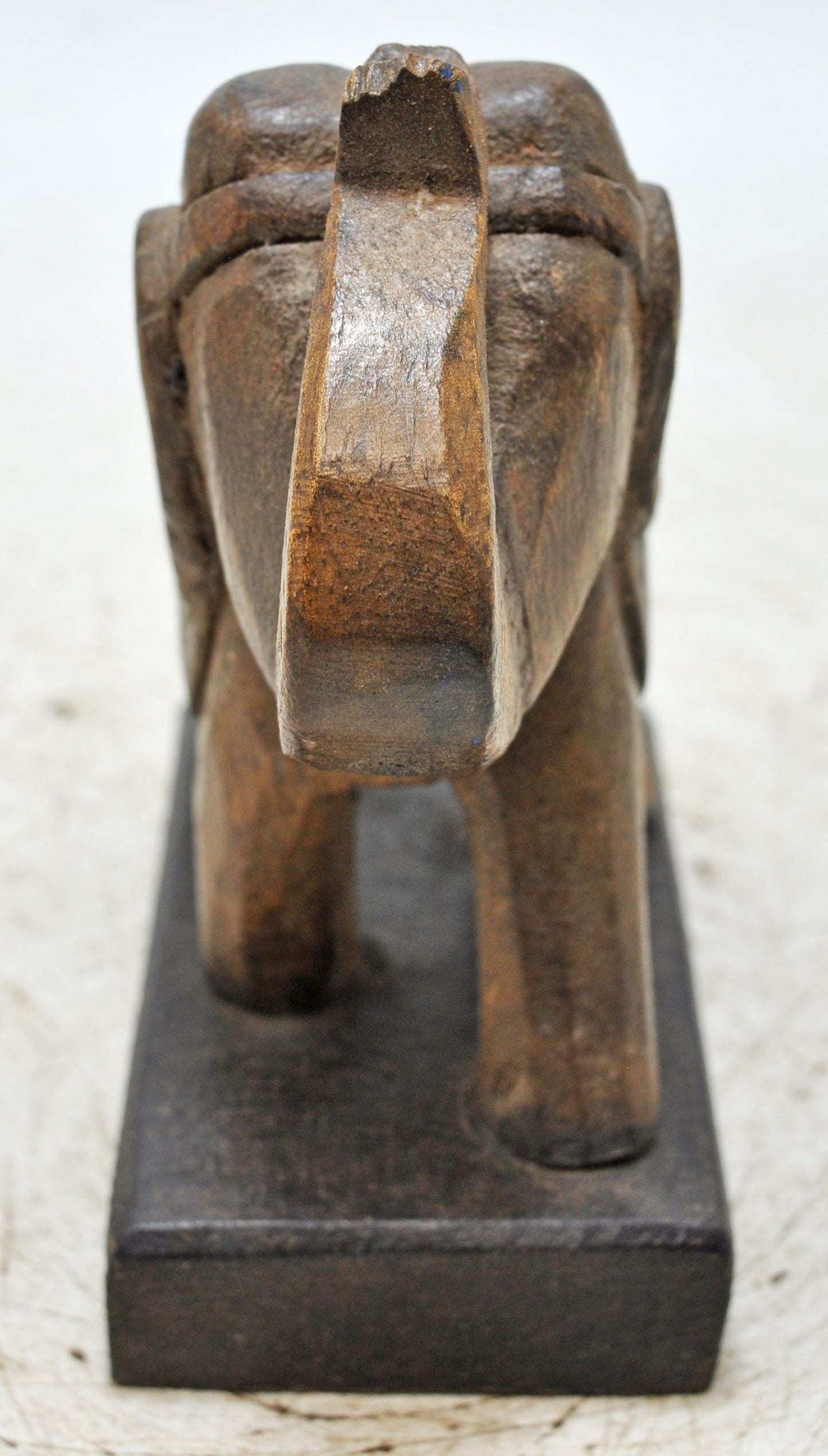 Vintage Wooden Elephant Figurine Original Old Hand Carved