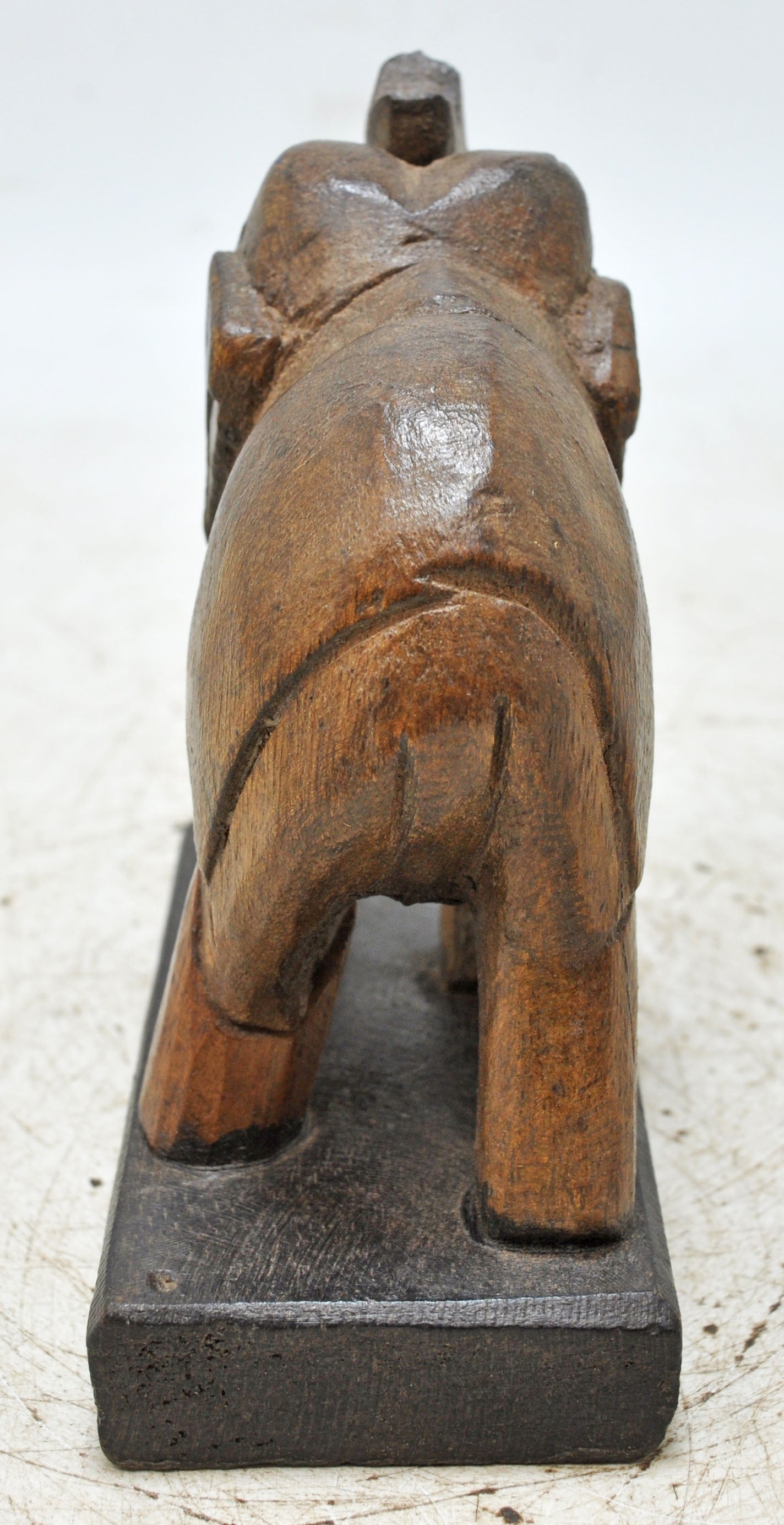 Vintage Wooden Elephant Figurine Original Old Hand Carved