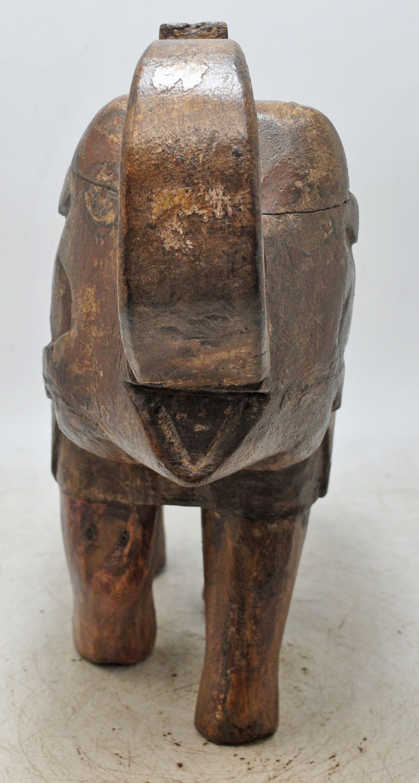 Vintage Wooden Elephant Figurine Original Old Hand Carved