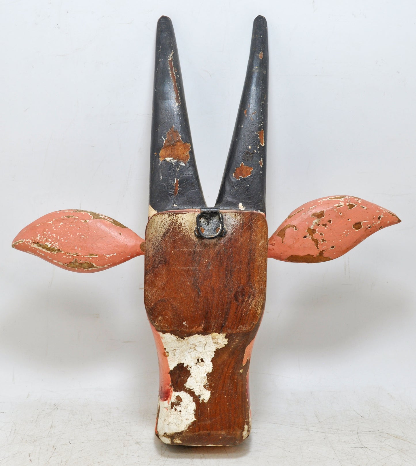 Hand Carved Wooden Cow Bull Head Bust Figurine Wall Decor Fine Rustic Hand Painted
