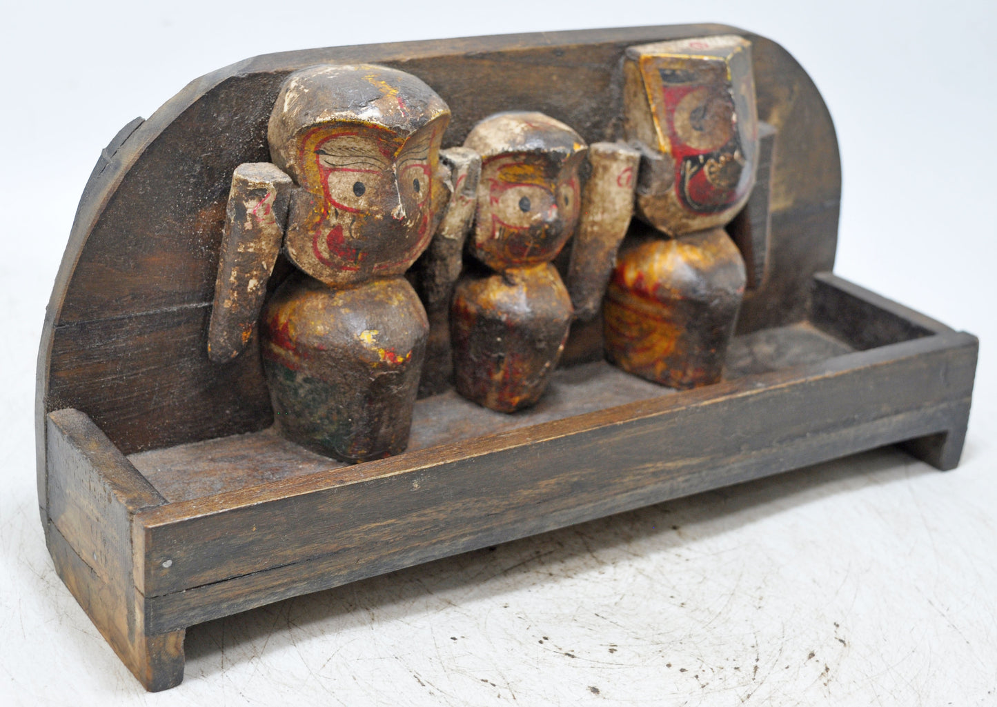 Antique Wooden Gangaur Isar Family Tribal Figurine Original Old Hand Carved Painted