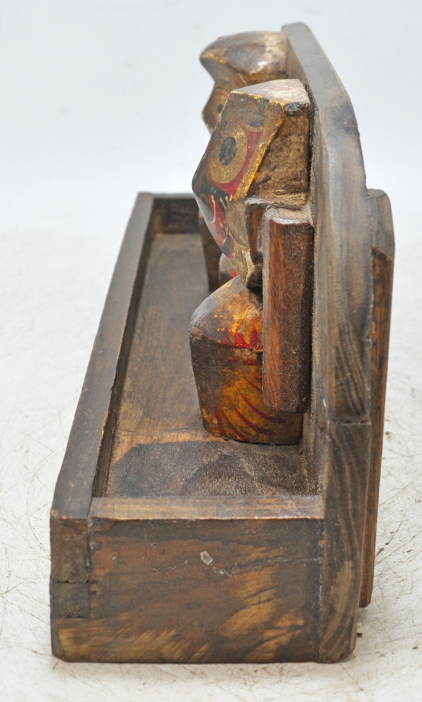 Antique Wooden Gangaur Isar Family Tribal Figurine Original Old Hand Carved Painted