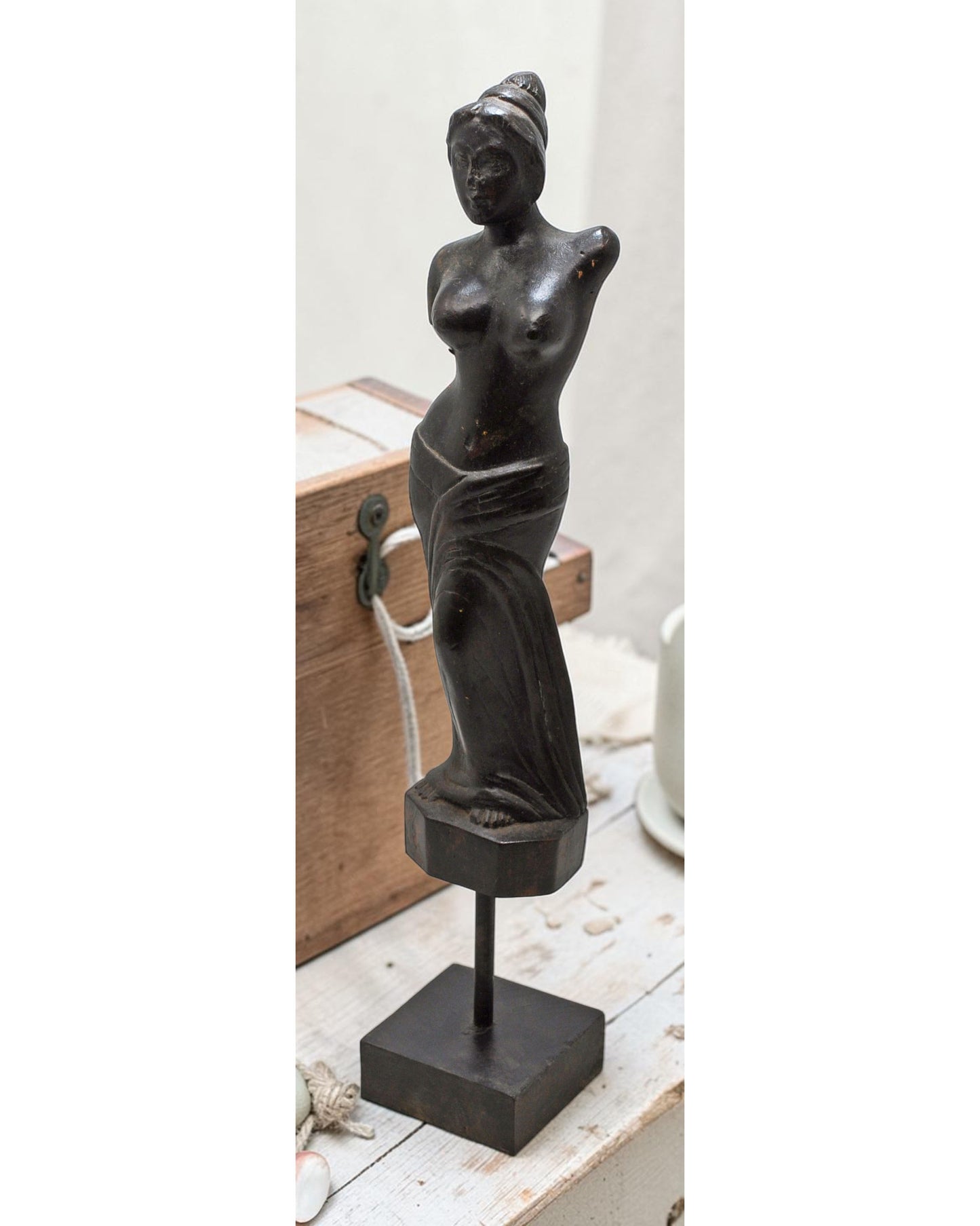 Antique Wooden Lady Woman Bust Figurine Original Old Fine Hand Carved