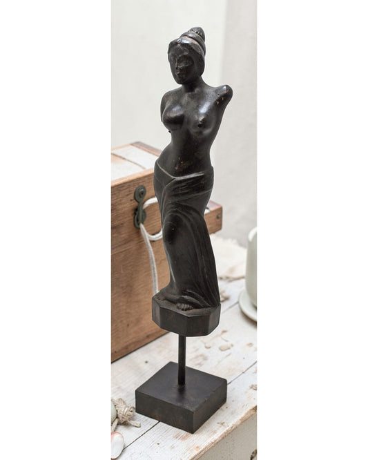 Antique Wooden Lady Woman Bust Figurine Original Old Fine Hand Carved