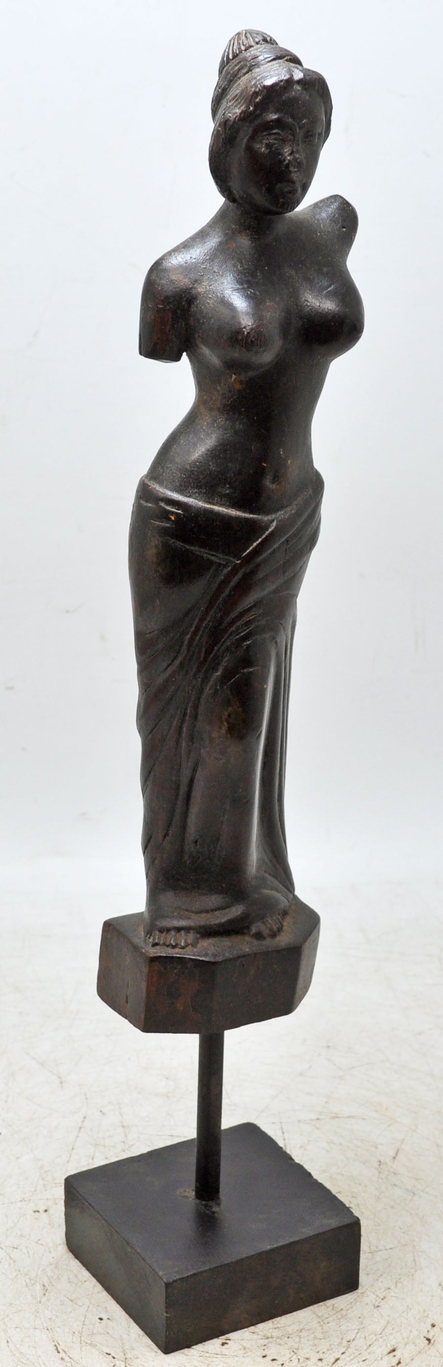 Antique Wooden Lady Woman Bust Figurine Original Old Fine Hand Carved