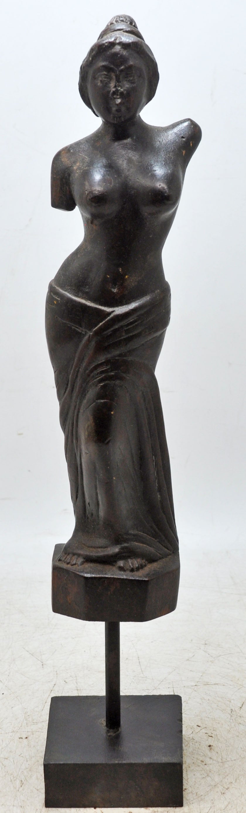 Antique Wooden Lady Woman Bust Figurine Original Old Fine Hand Carved