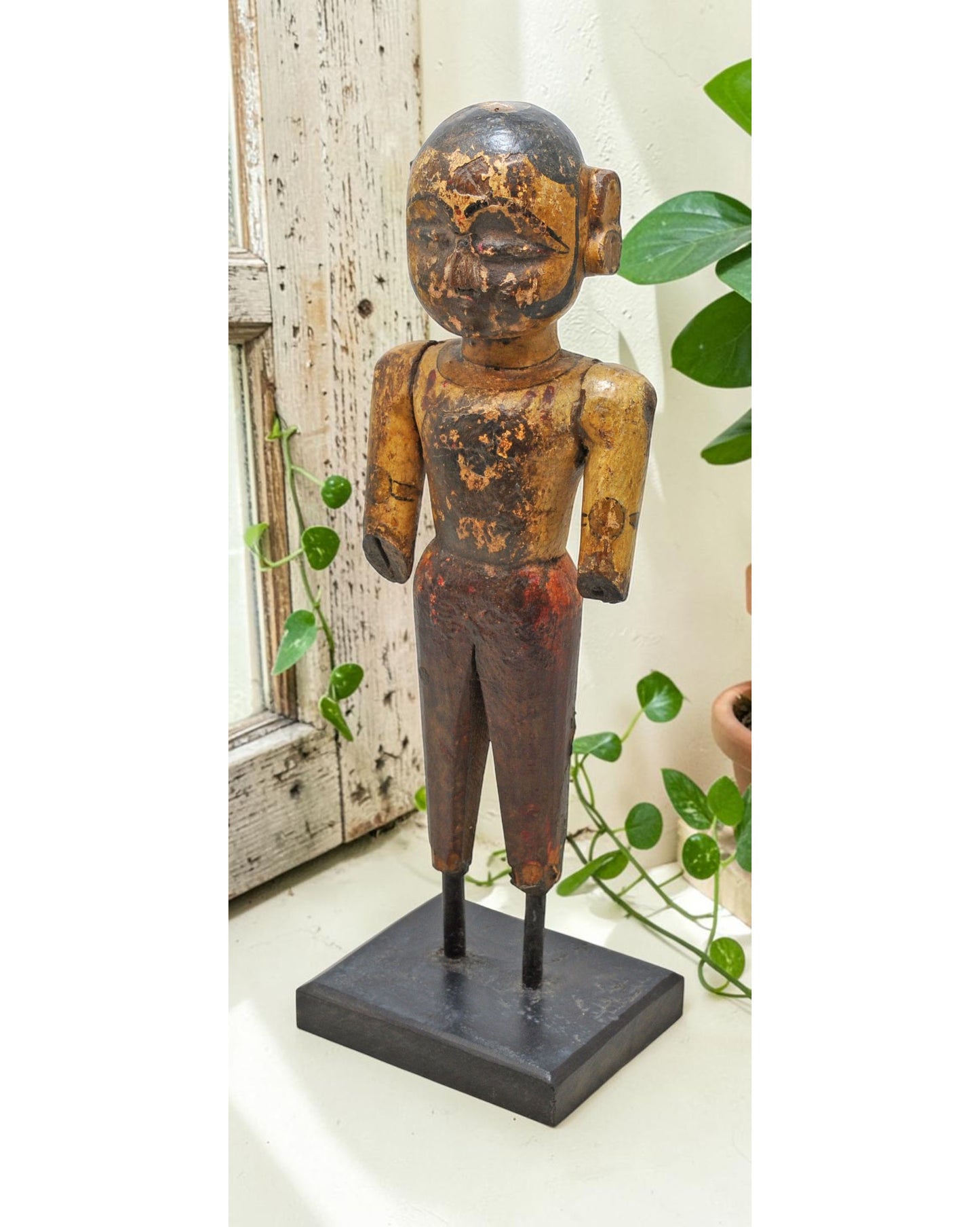 Antique Wooden Isar Man Figurine Original Old Fine Hand Carved Painted