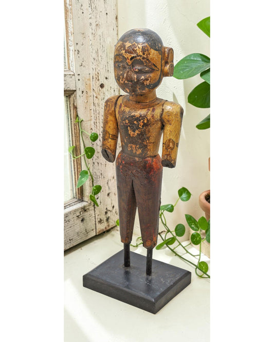 Antique Wooden Isar Man Figurine Original Old Fine Hand Carved Painted