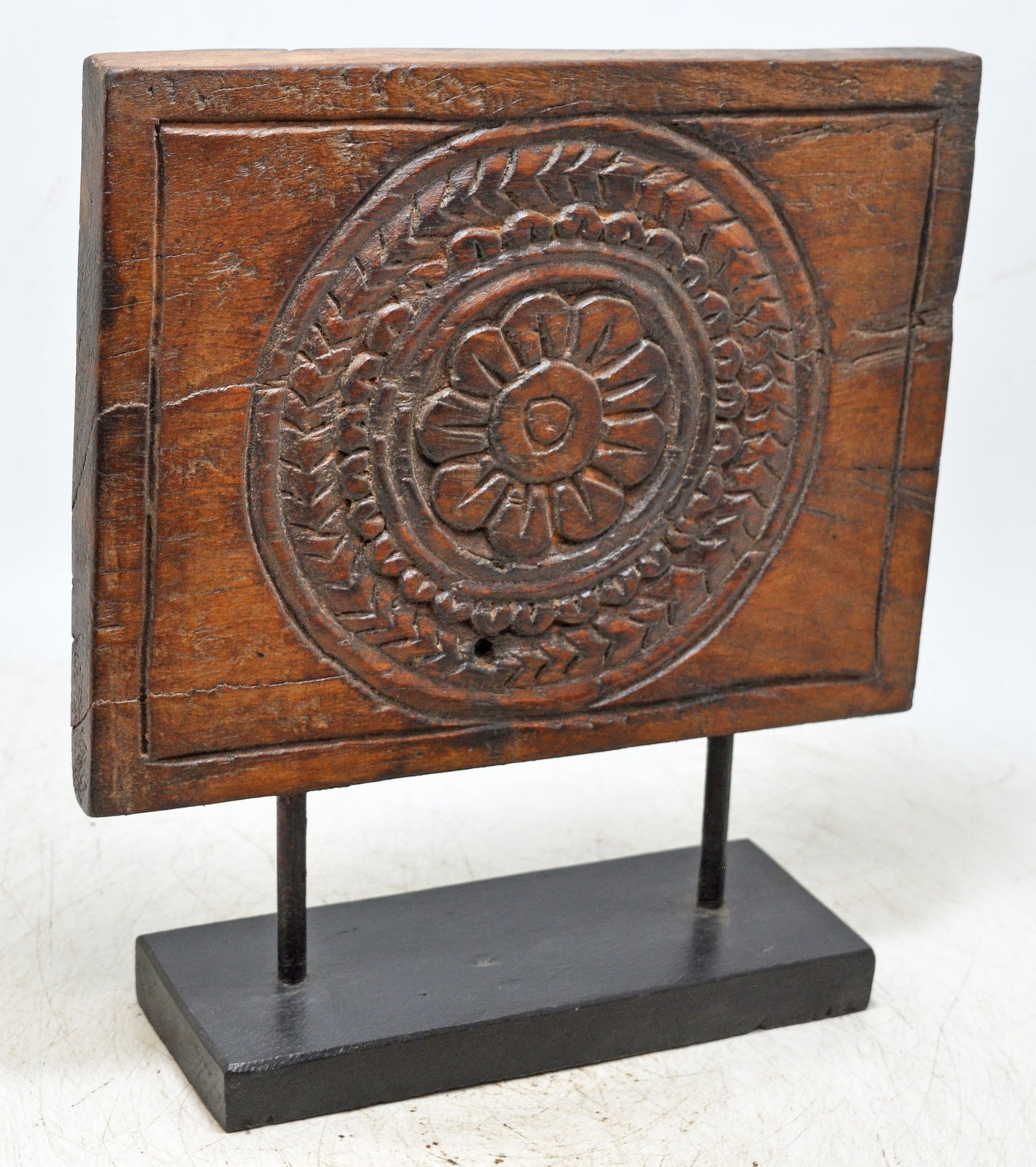 Antique Wooden Flower Carving Panel Plaque Original Old Fine Hand Carved