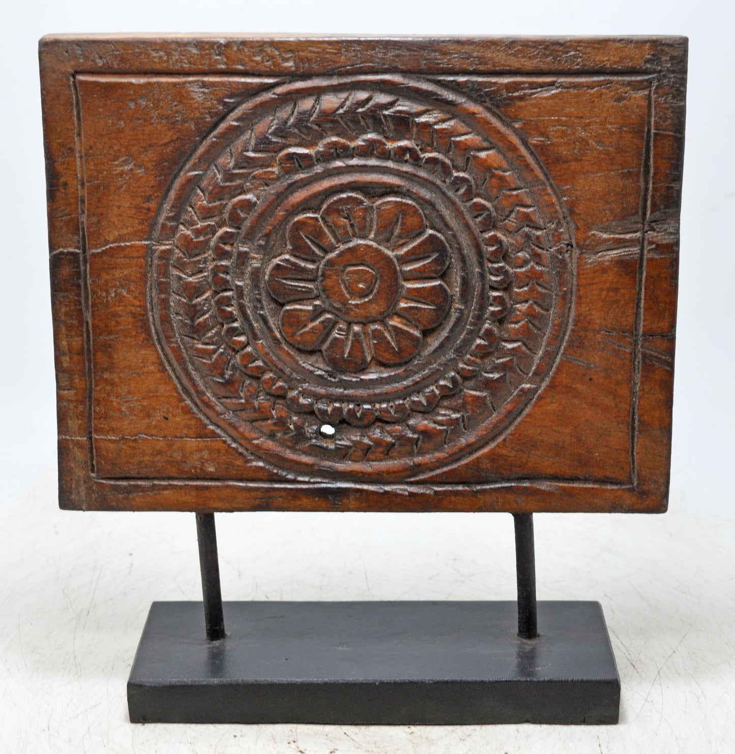 Antique Wooden Flower Carving Panel Plaque Original Old Fine Hand Carved
