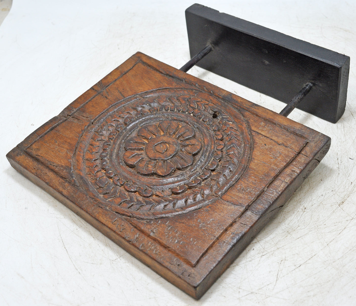 Antique Wooden Flower Carving Panel Plaque Original Old Fine Hand Carved