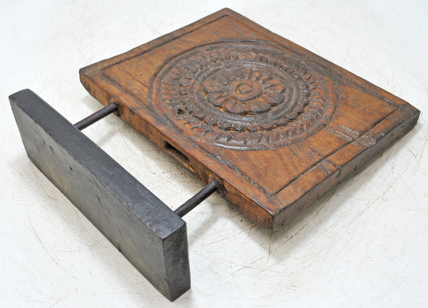 Antique Wooden Flower Carving Panel Plaque Original Old Fine Hand Carved