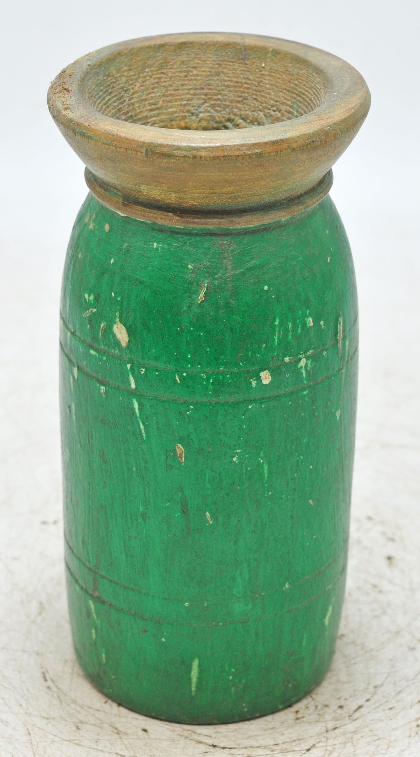 Antique Wooden Round Himalayan Water Pot Matka Original Old Fine Hand Carved