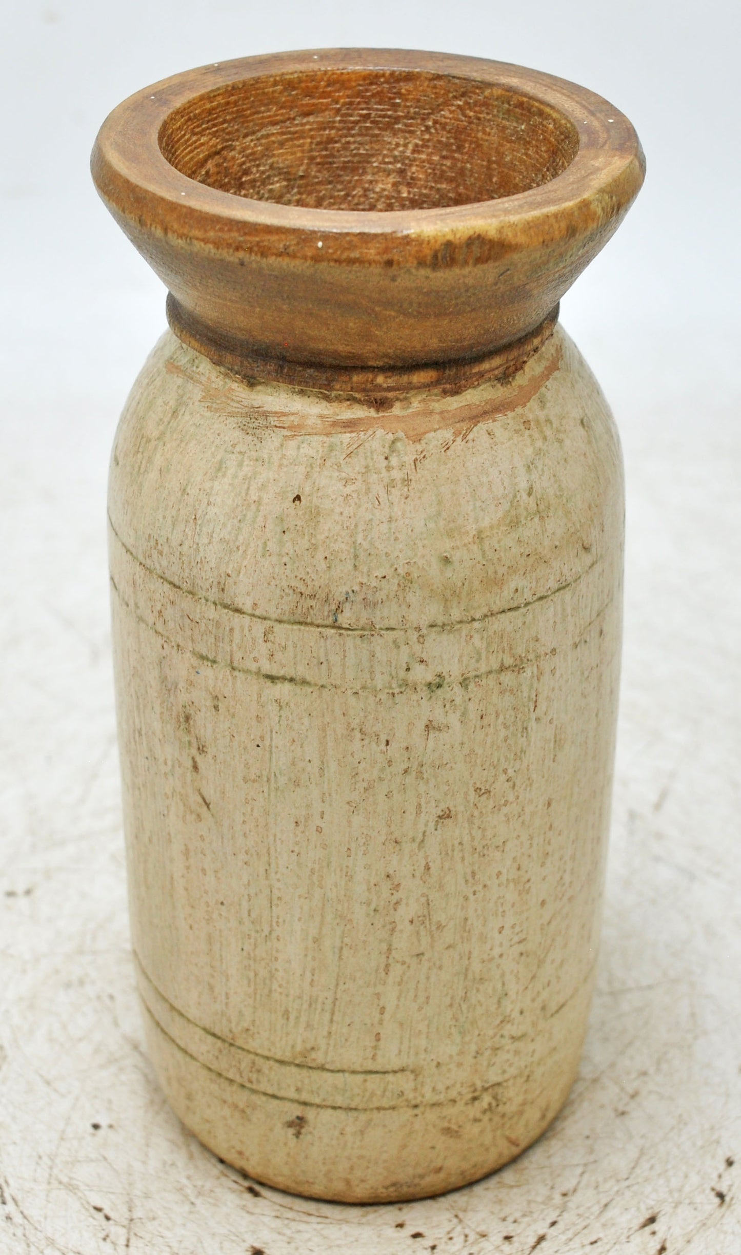 Antique Wooden Round Himalayan Water Pot Matka Original Old Fine Hand Carved